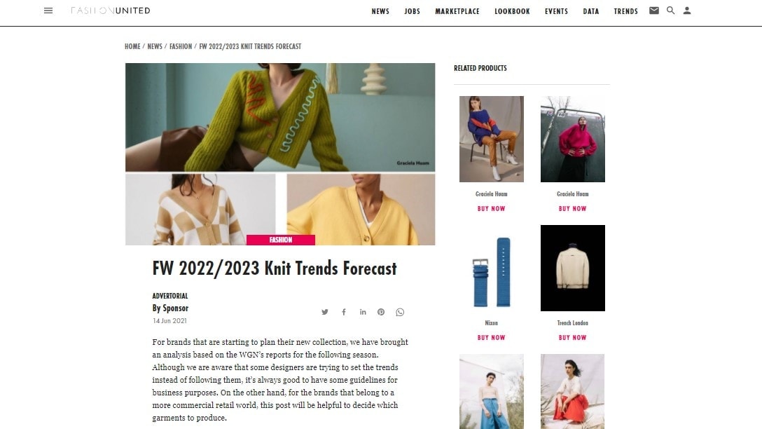 Fashion United FW22-23 Knit trends forecast